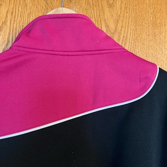 FILA athletic pink and black athletic full zip jacket size L with puff shoulder - Picture 10 of 13